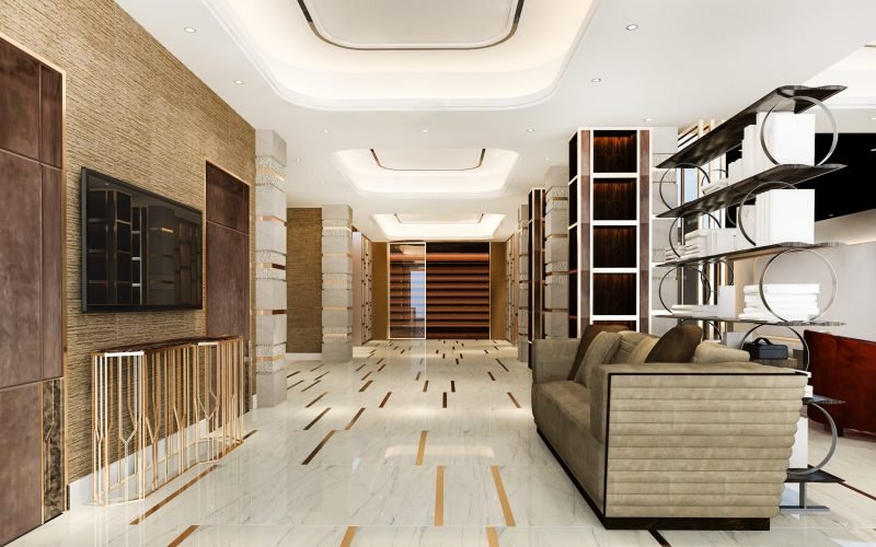3d rendering modern luxury hotel and office reception and meeting lounge